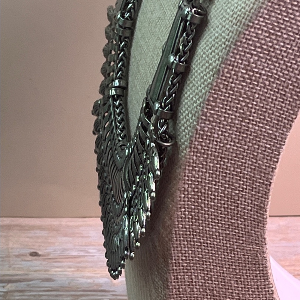 Boho Silver Toned Statement Necklace - image 8